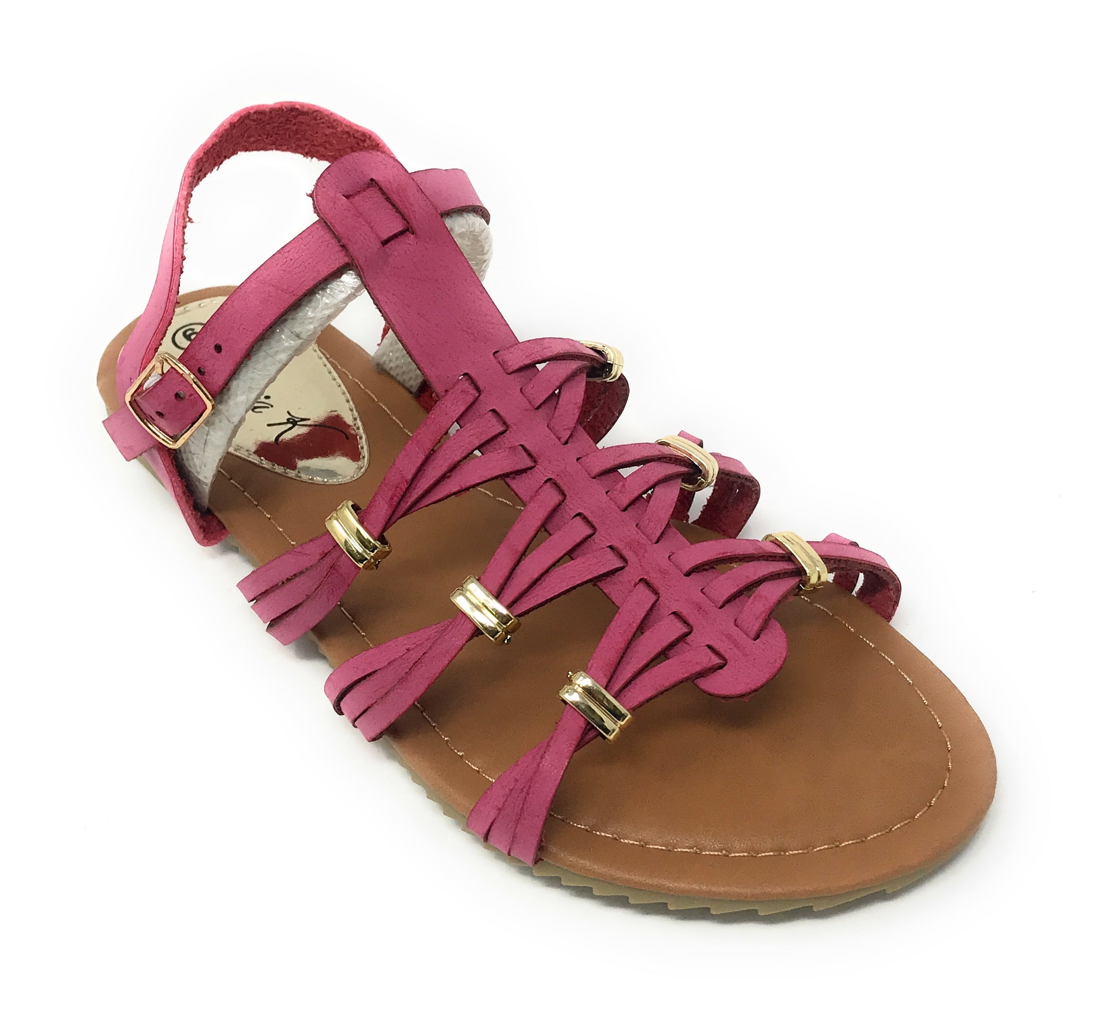 Victoria K Women's Gladiator Multi Braid With Gold Trim Sandals