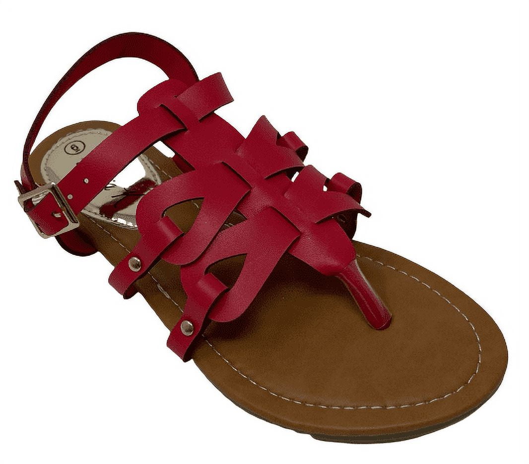 Victoria K Women's Gladiator Style Multi Loops With Double Crossover Sandals