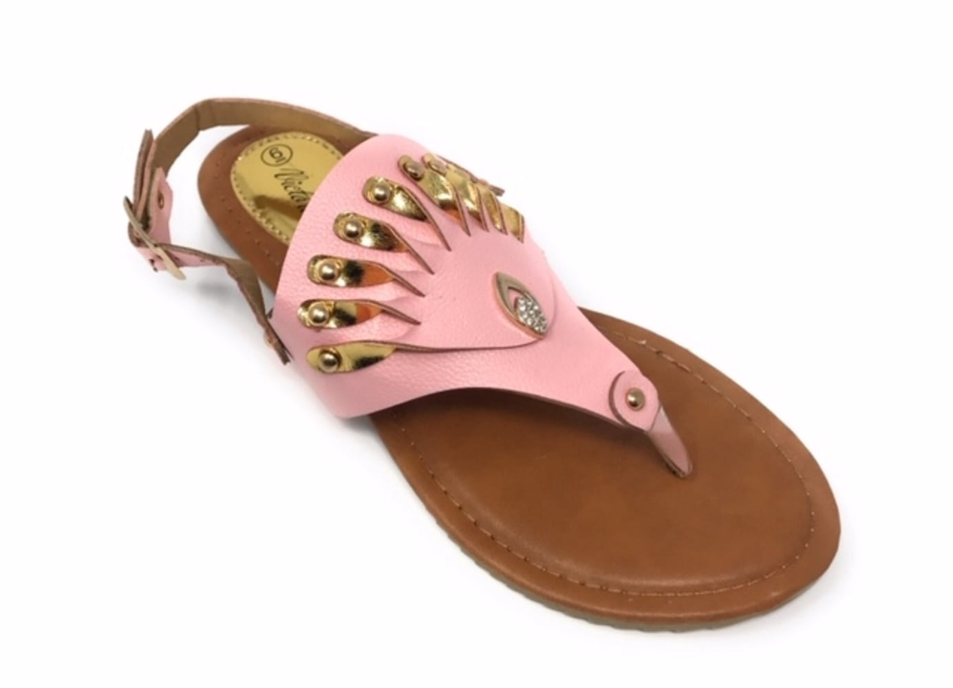 Victoria K Women's Gold Applique With Studs Sandals