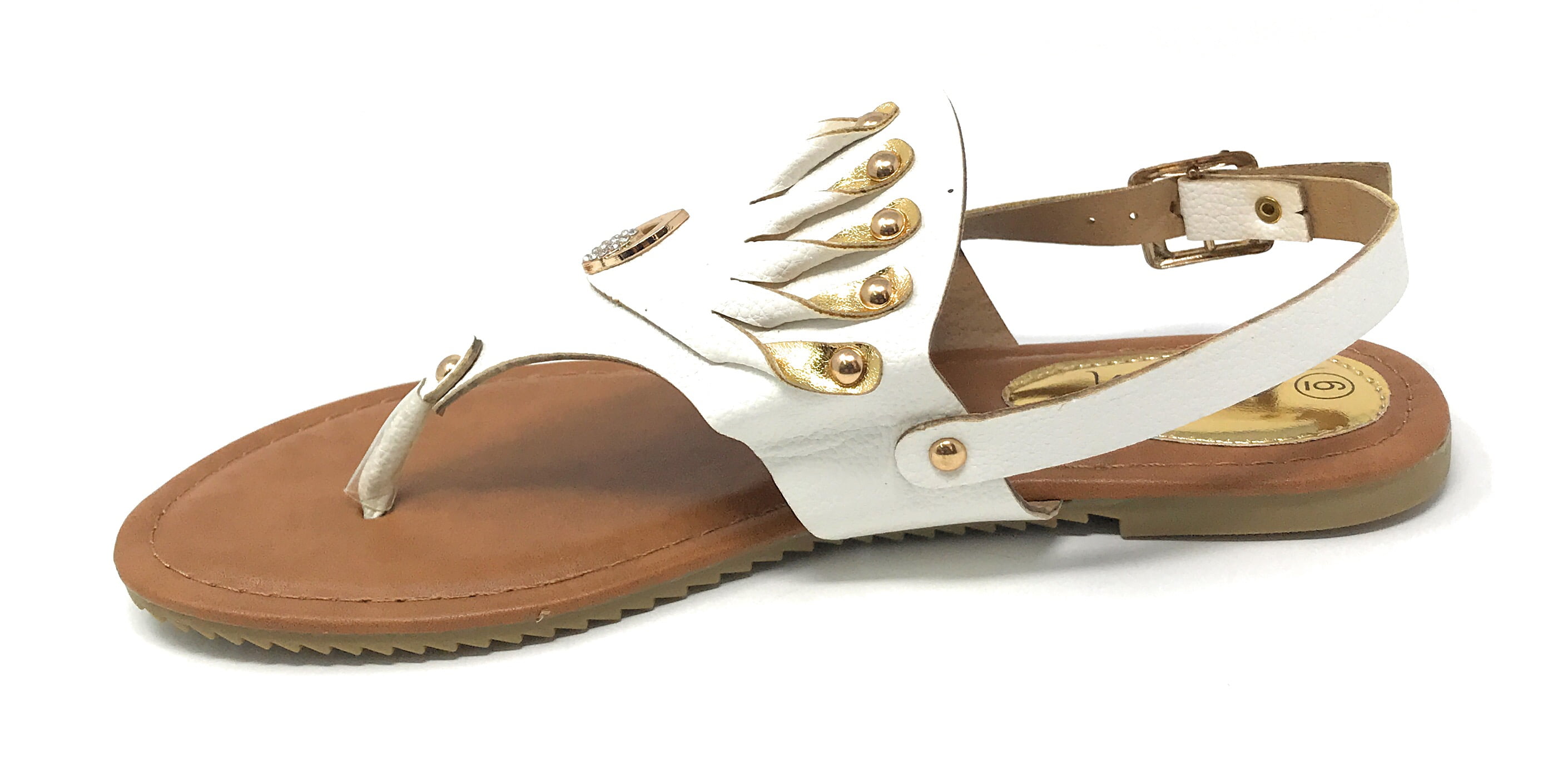 Victoria K Women's Gold Applique With Studs Sandals