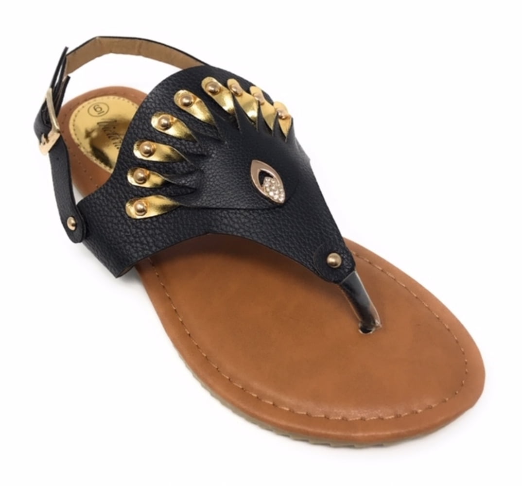 Victoria K Women's Gold Applique With Studs Sandals