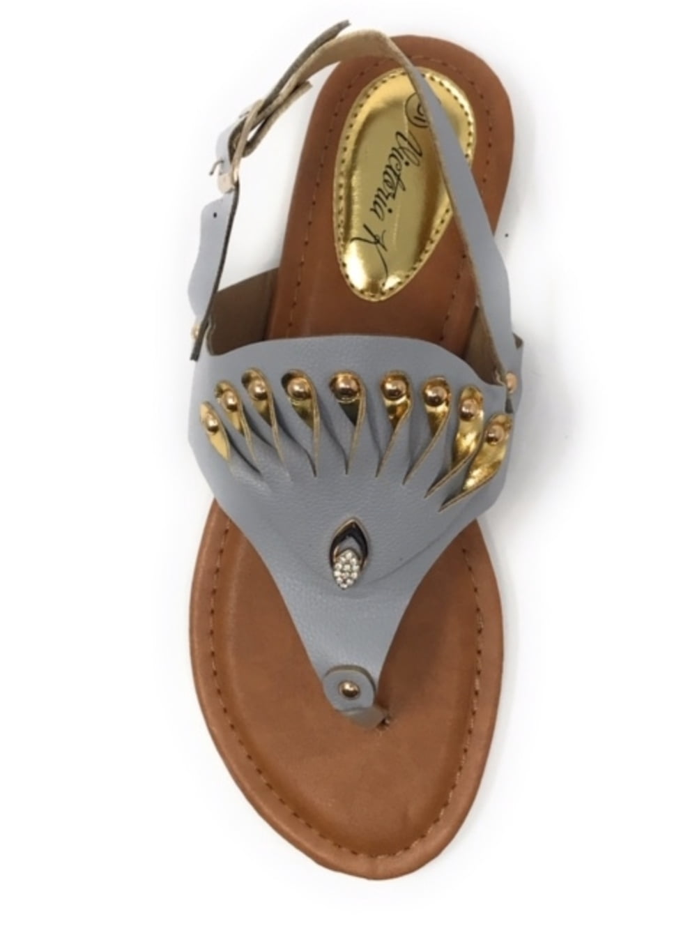 Victoria K Women's Gold Applique With Studs Sandals