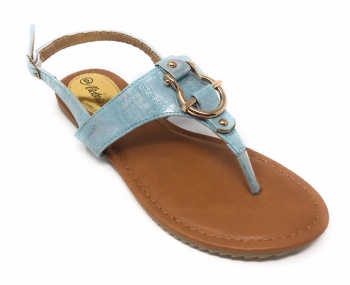 Victoria K Women's Gold Buckle Metallic Sandals