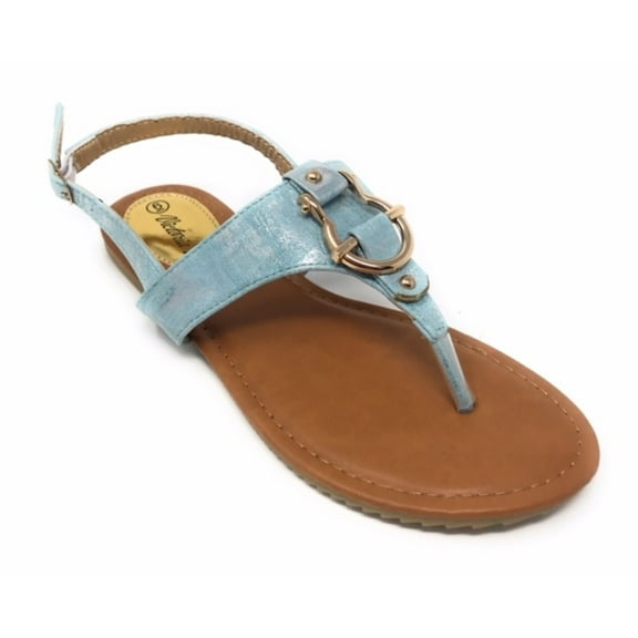 Victoria K Women's Gold Buckle Metallic Sandals