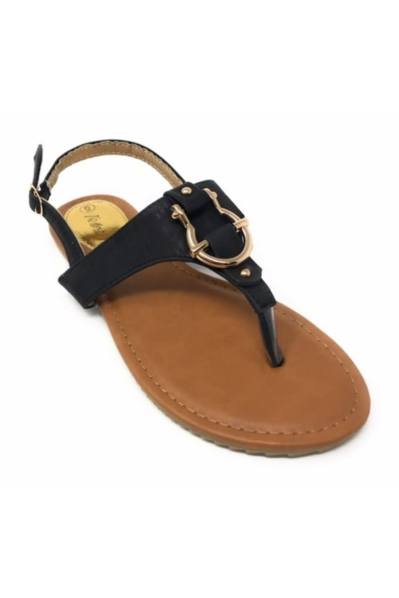 Women's Gold Buckle Metallic Sandals