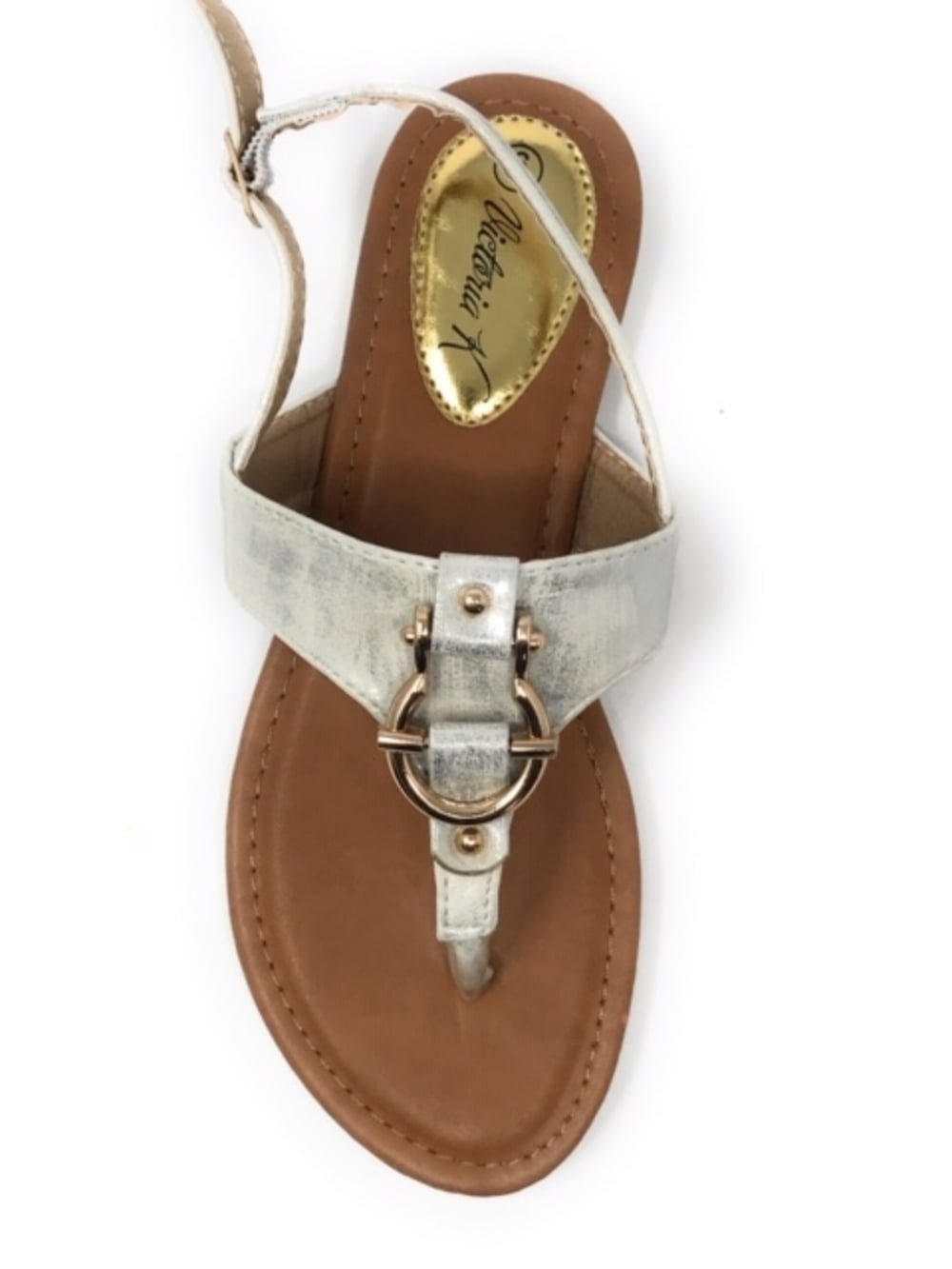Victoria K Women's Gold Buckle Metallic Sandals