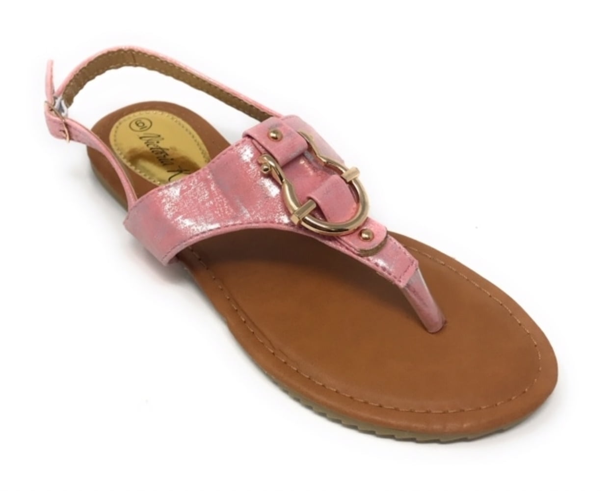 Victoria K Women's Gold Buckle Metallic Sandals