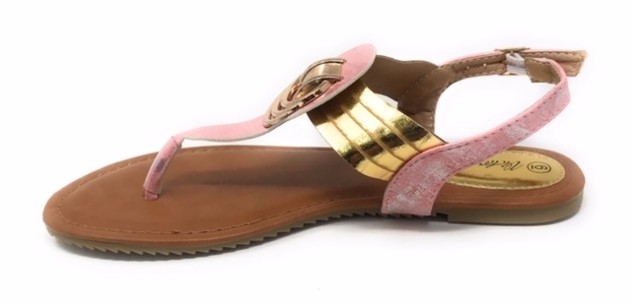 Victoria K Women's Gold Rings Metallic Sandals