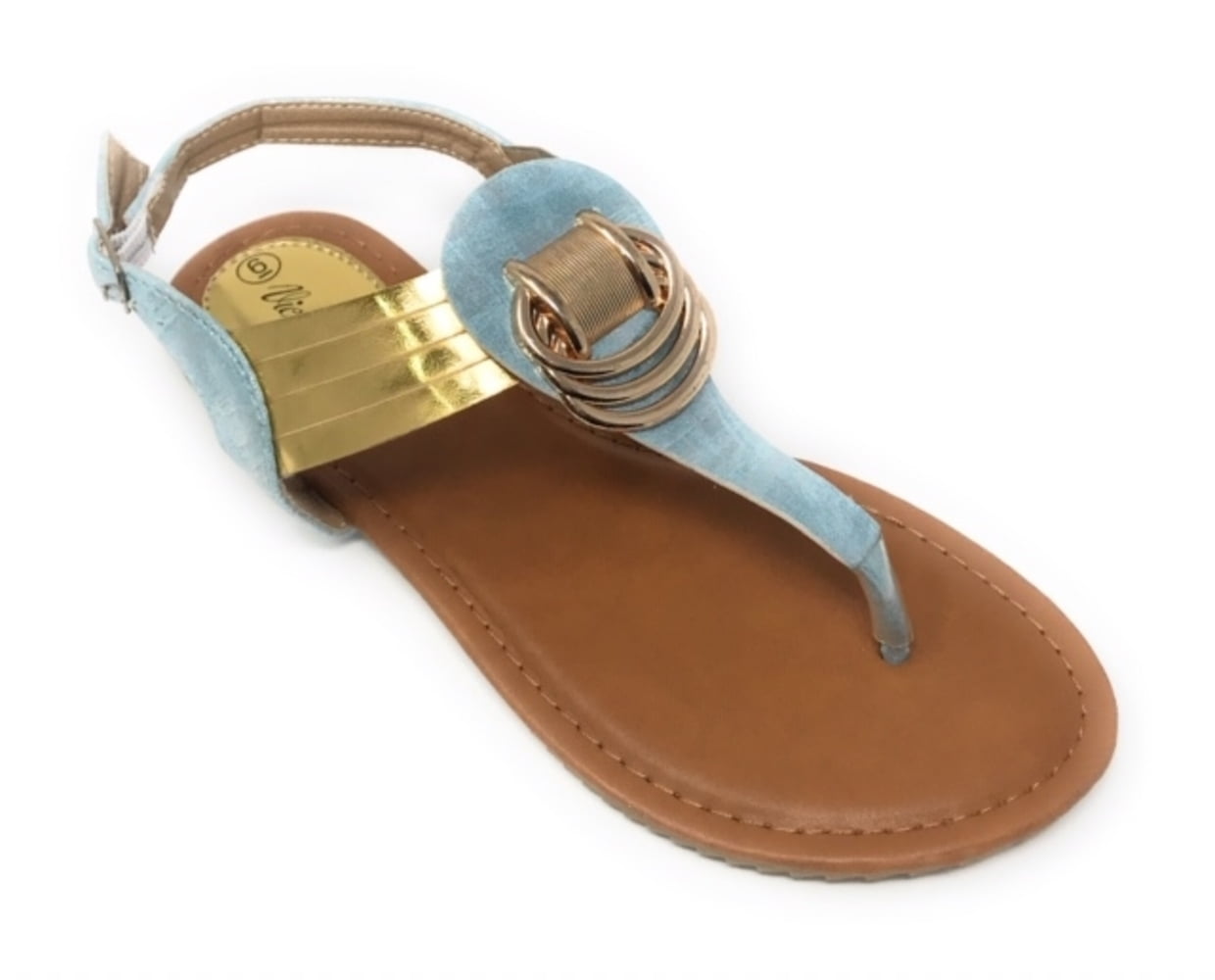 Victoria K Women's Gold Rings Metallic Sandals