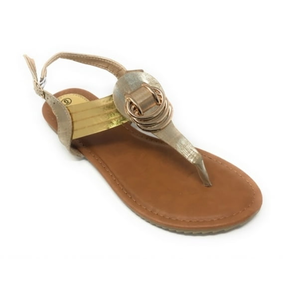 Victoria K Women's Gold Rings Metallic Sandals