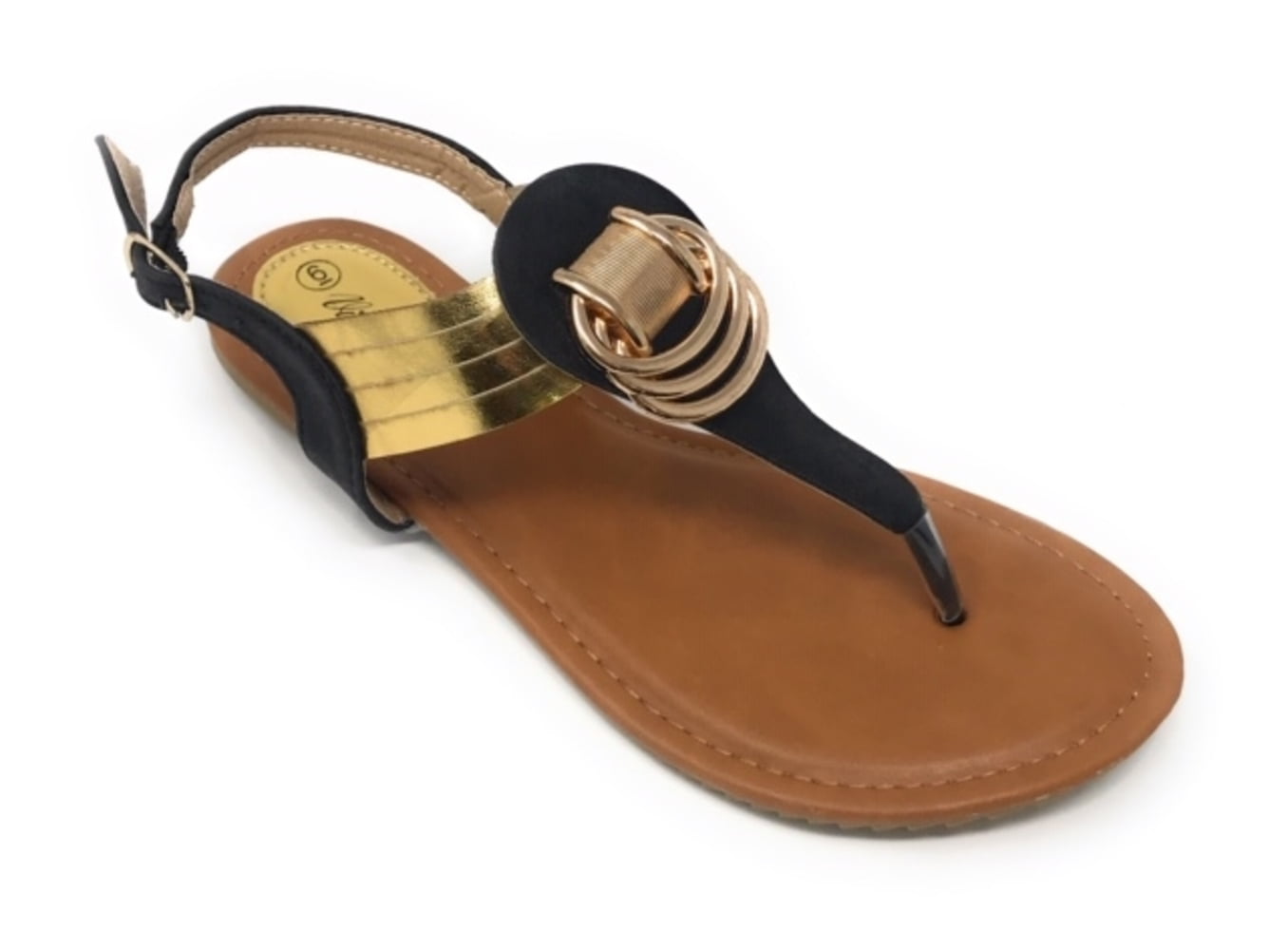 Victoria K Women's Gold Rings Metallic Sandals - Walmart.com