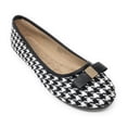 thumbnail image 1 of Victoria K Women's Houndstooth Print Gold Emblem Solid Color Bow Ballerina Flats, 1 of 5