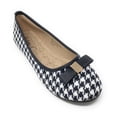 thumbnail image 1 of Women’s Black and White Houndstooth Ballerina Flats with Bow – Round Toe Slip-On Dress Shoes – Comfortable Casual Everyday Flats for Work, Office, Travel, or Evening Wear, 1 of 5