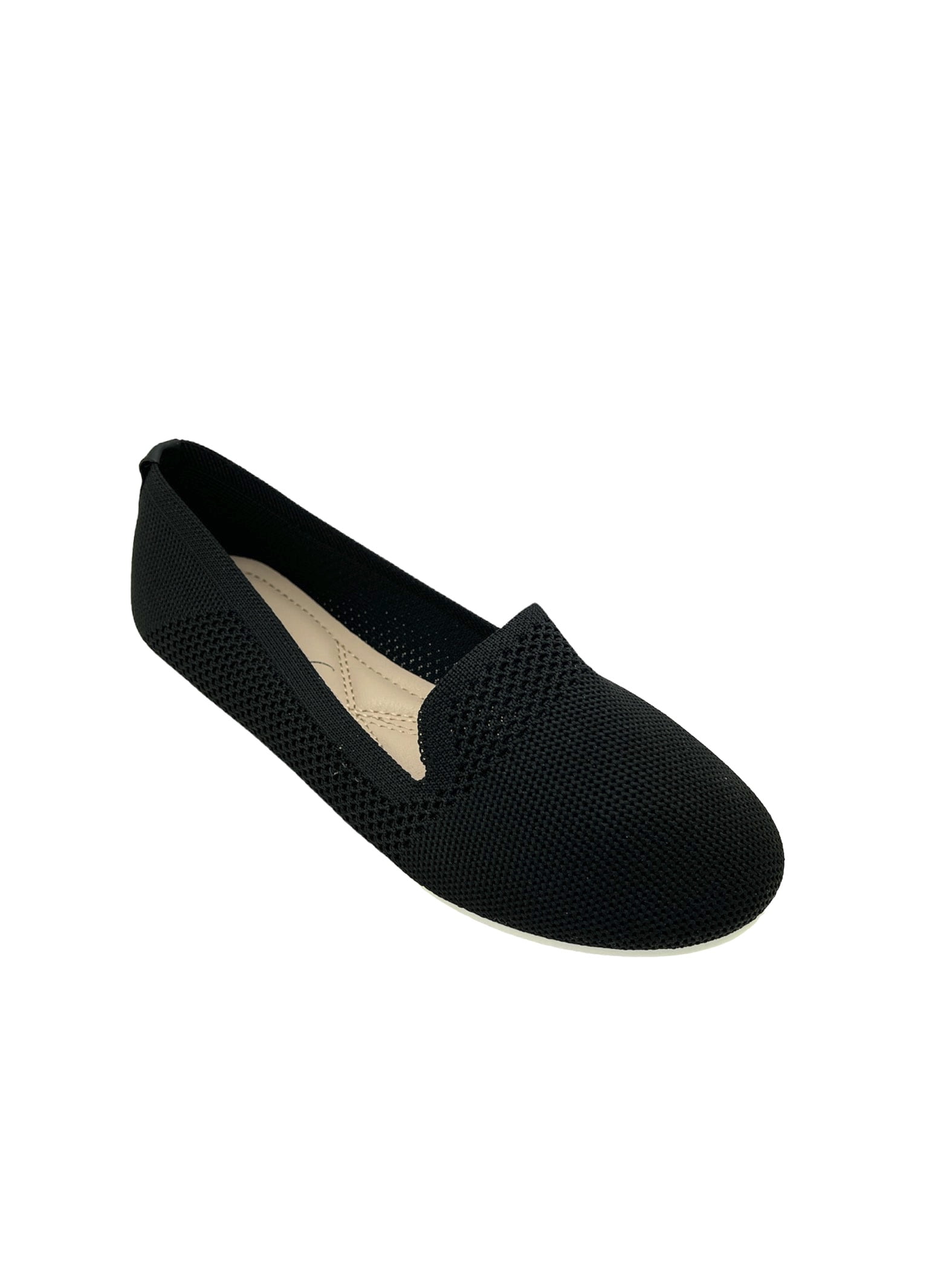 Victoria K Women's Knitted Slip On White Sole Ballerina Flats