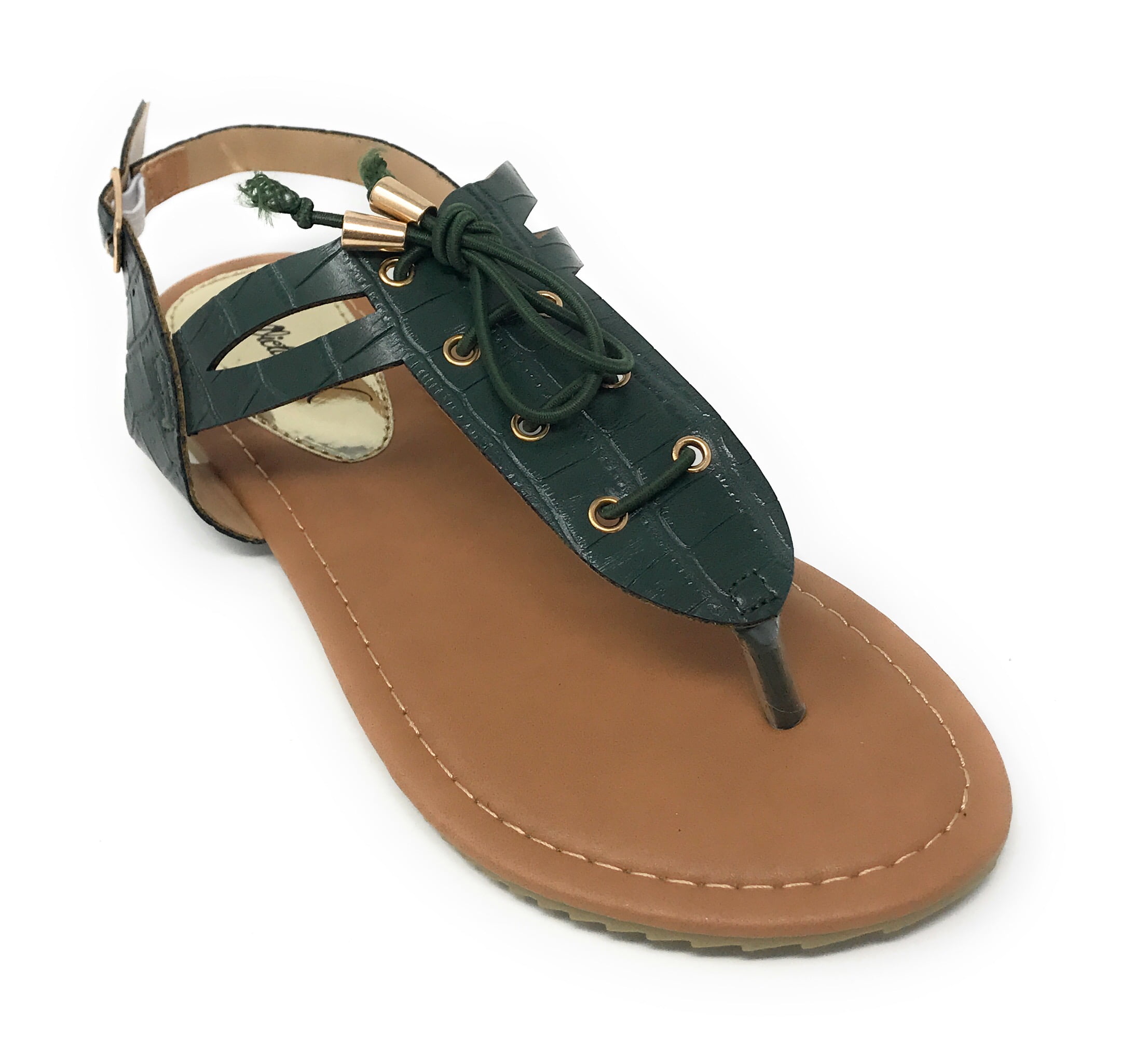 Victoria K Women's Laceup Faux Snake Skin With Side Buckle Sandals