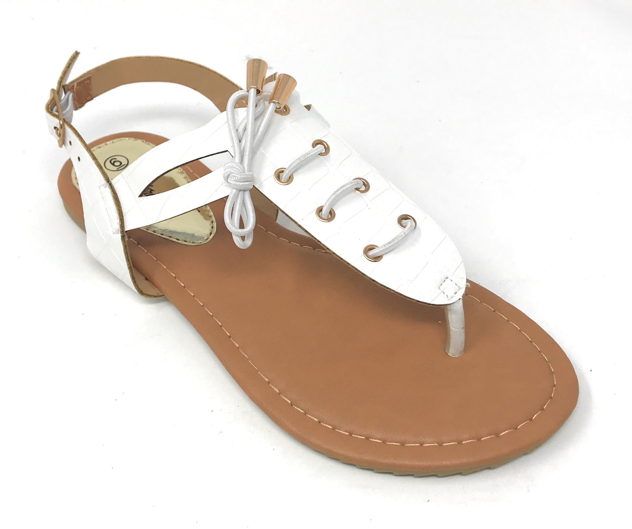 Victoria K Women's Laceup Faux Snake Skin With Side Buckle Sandals