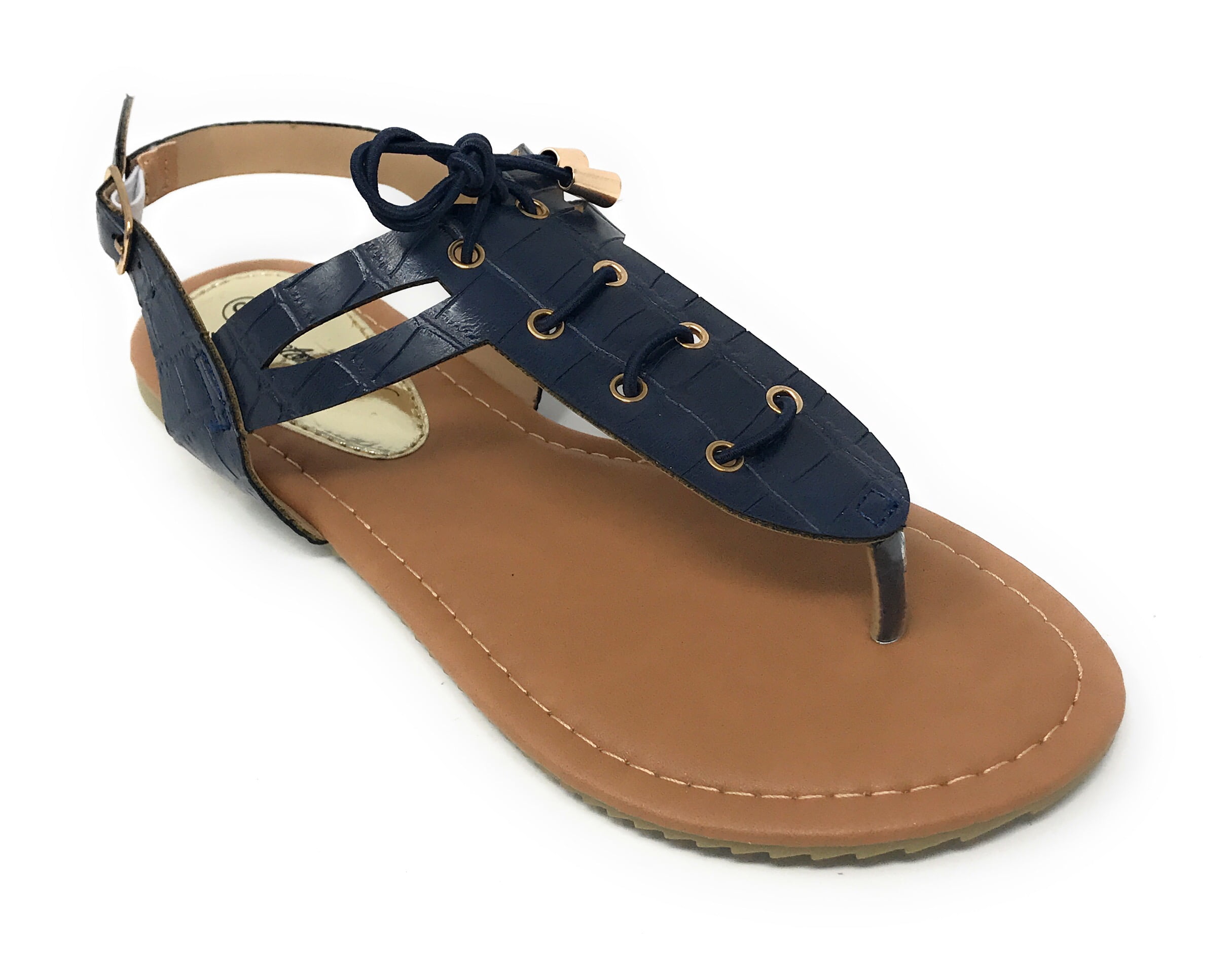 Victoria K Women's Laceup Faux Snake Skin With Side Buckle Sandals