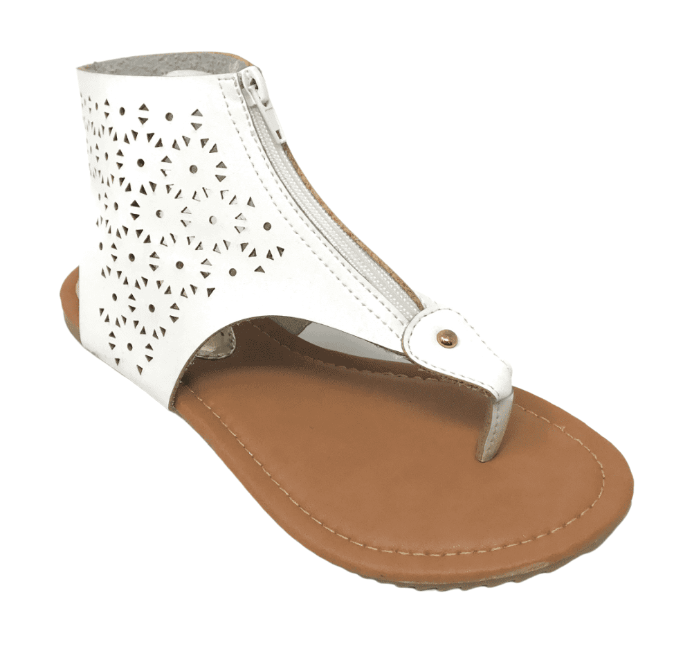 Victoria K Women's Laser Cutout Thong Front Sandals