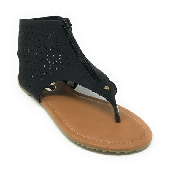 Victoria K Women's Laser Cutout Thong Front Sandals