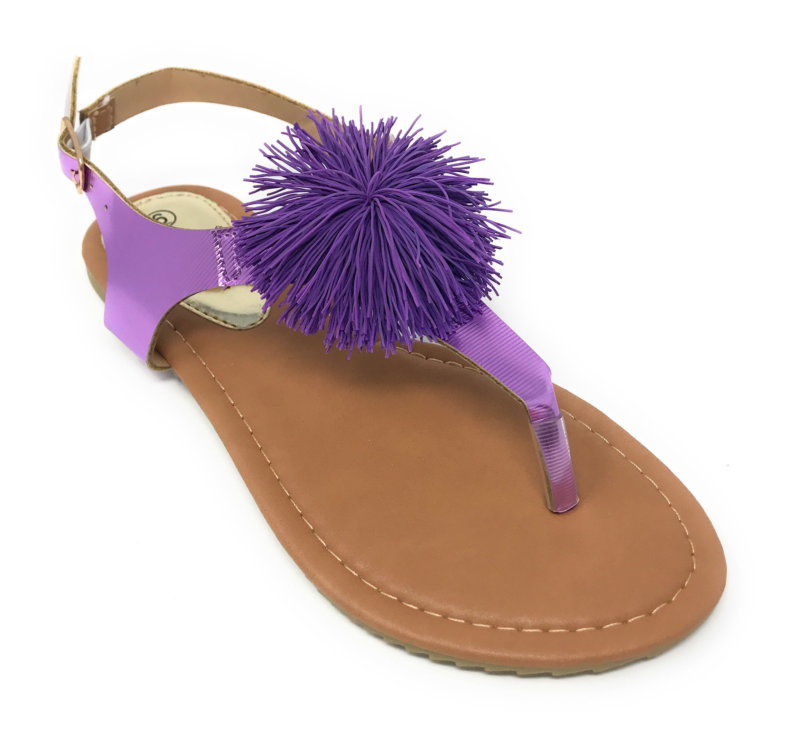 Victoria K Women's PomPom With Side Buckle Sandals