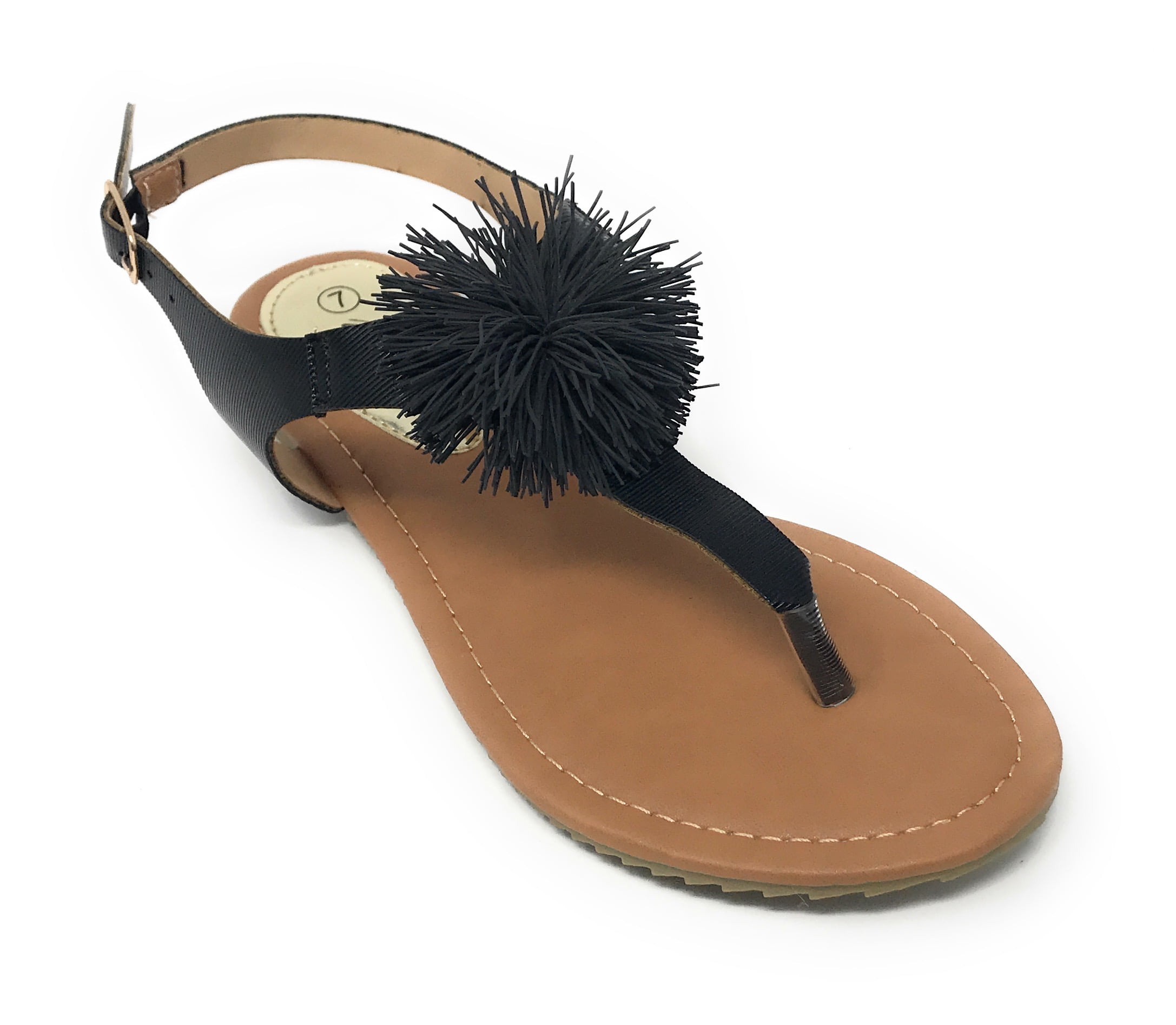 Victoria K Women's PomPom With Side Buckle Sandals
