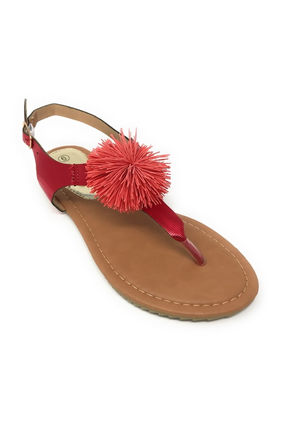 Women's PomPom With Side Buckle Sandals