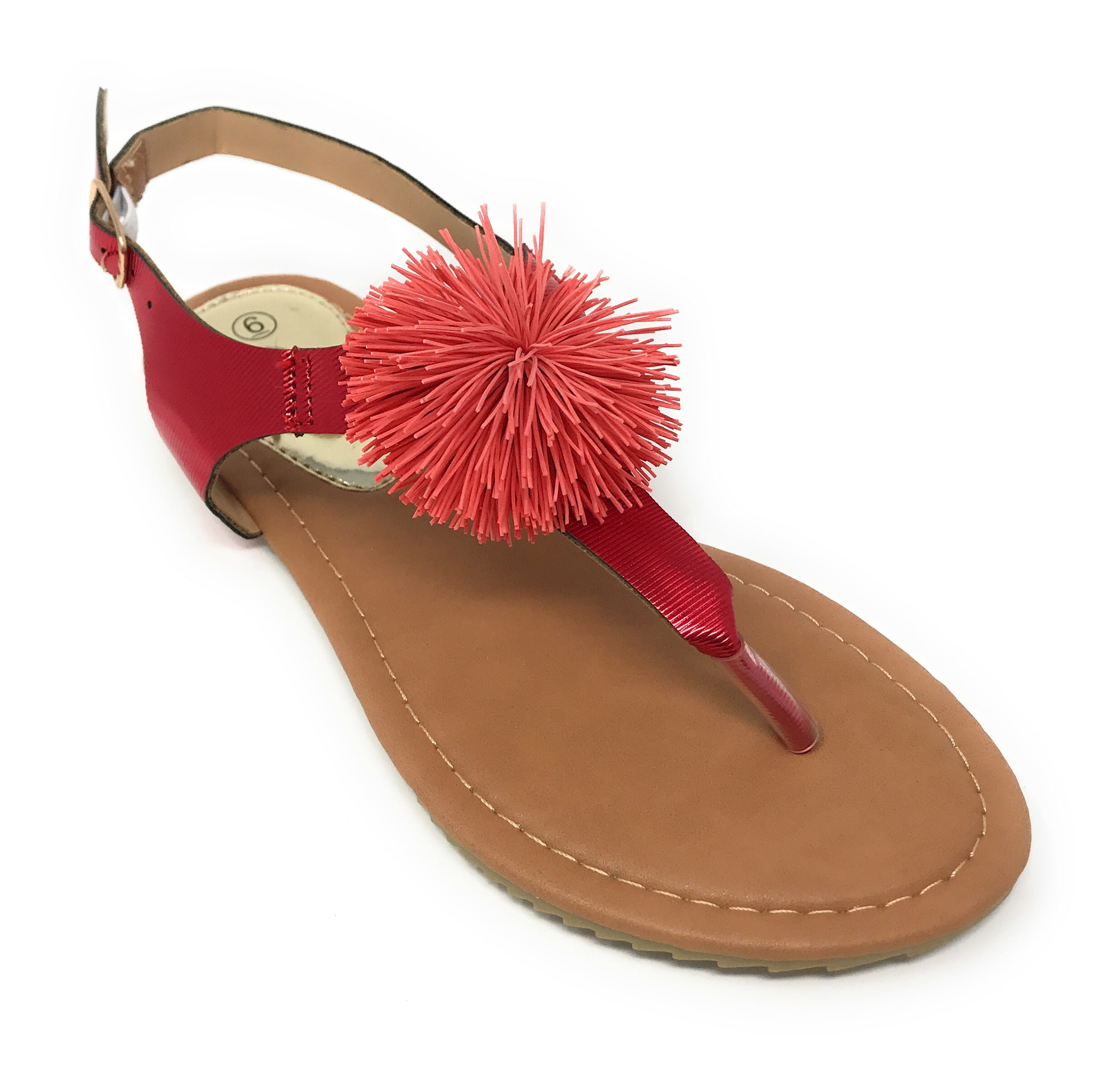Victoria K Women's PomPom With Side Buckle Sandals