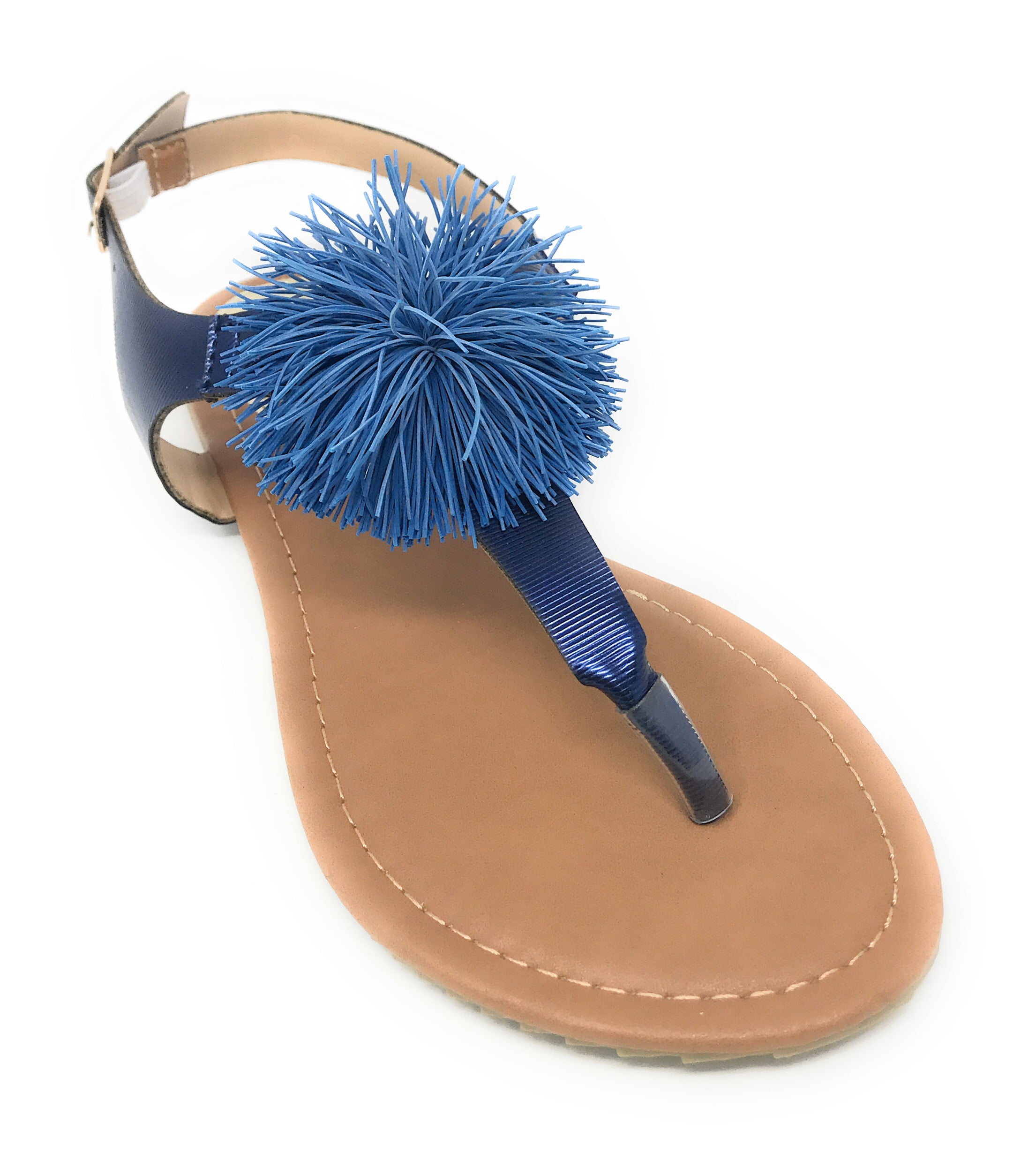 Victoria K Women's PomPom With Side Buckle Sandals