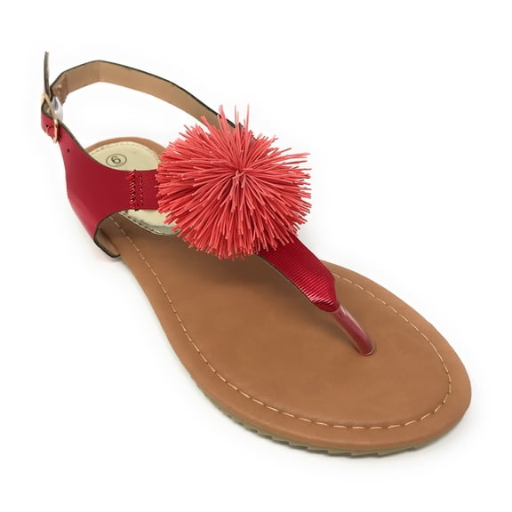 Victoria K Women's PomPom With Side Buckle Sandals
