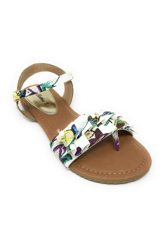 Women's Printed Floral Ruffels Sandals