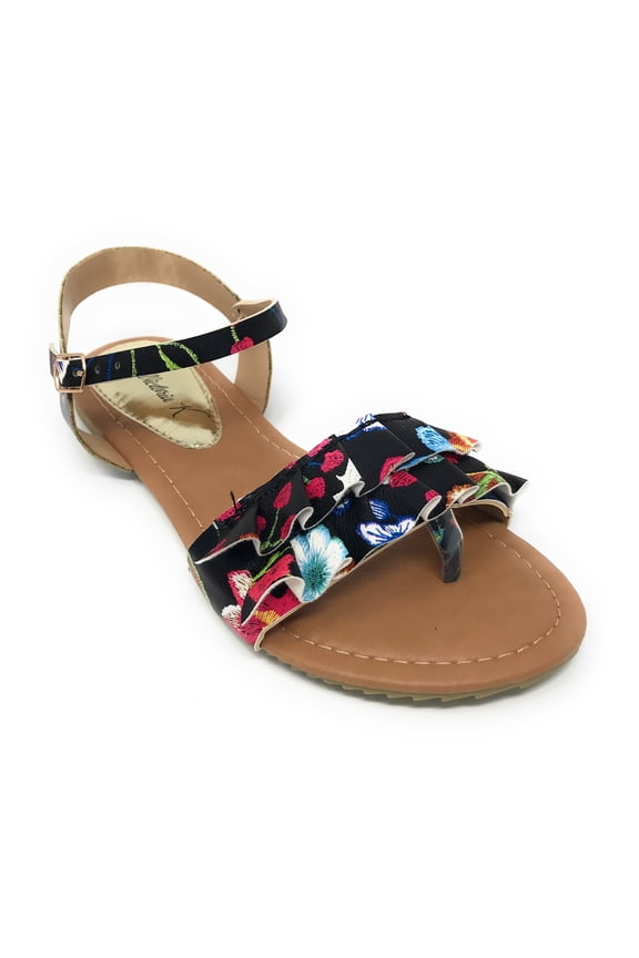 Women's Printed Floral Ruffels Sandals