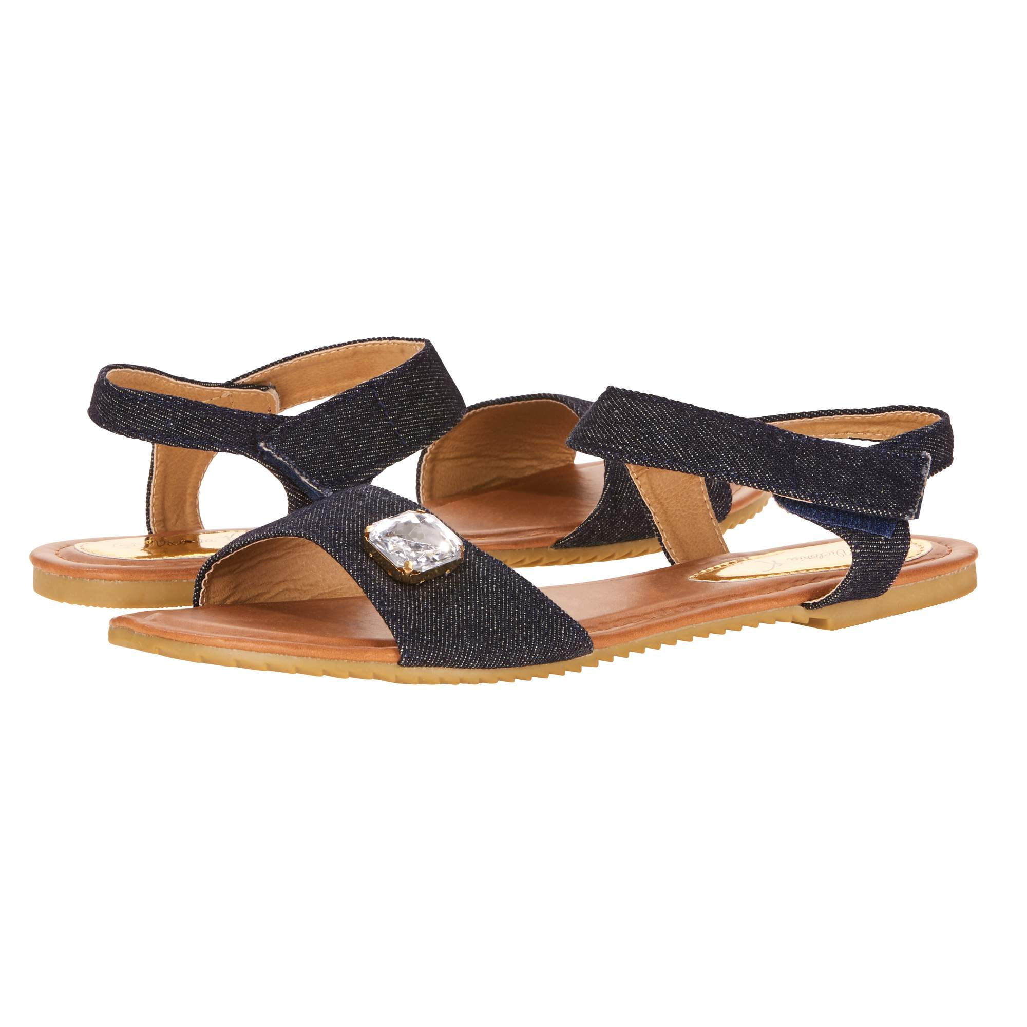 Victoria K Women's Rhinestone Embellished Denim Fashion Sandal