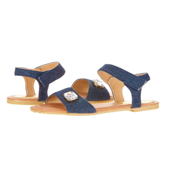 Victoria K Women's Rhinestone Embellished Denim Fashion Sandal
