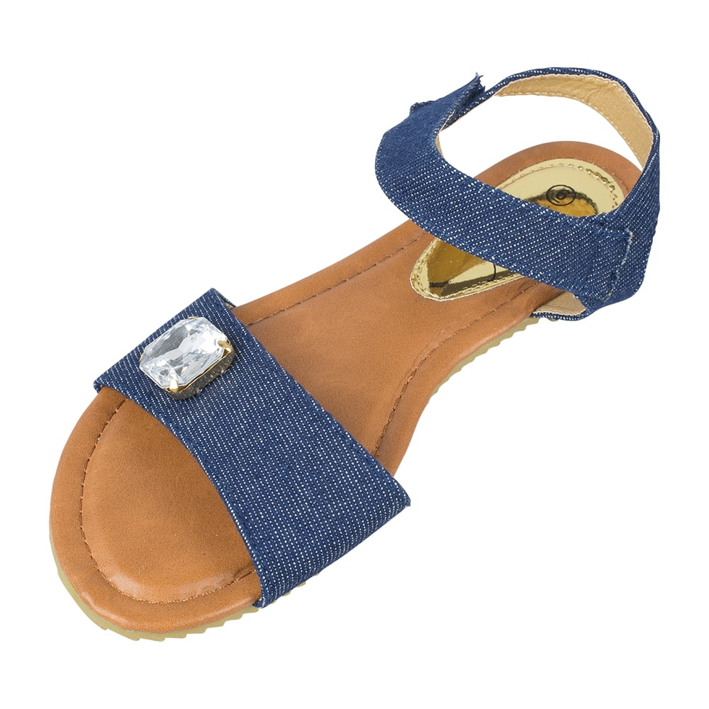Victoria K Women's Rhinestone Embellished Denim Fashion Sandal