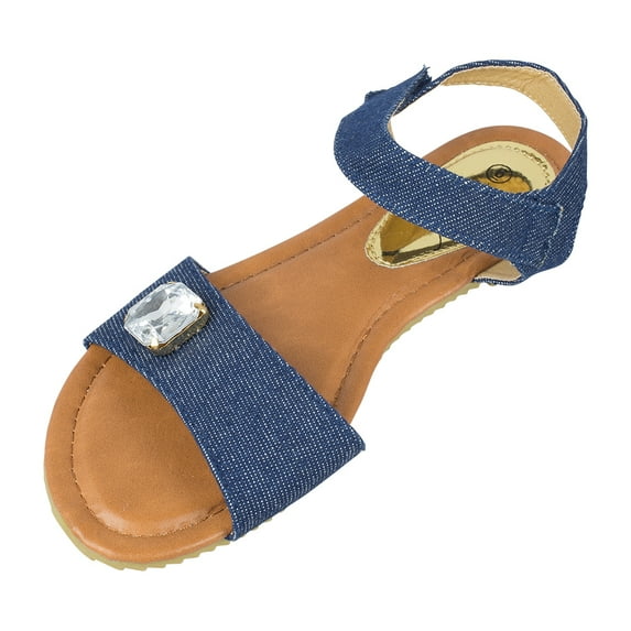 Victoria K Women's Rhinestone Embellished Denim Fashion Sandal