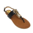thumbnail image 1 of Victoria K Women's Rhinestone and Gold medallion Sandals, 1 of 4