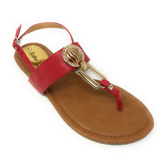 Victoria K Women's Rhinestone and Gold medallion Sandals