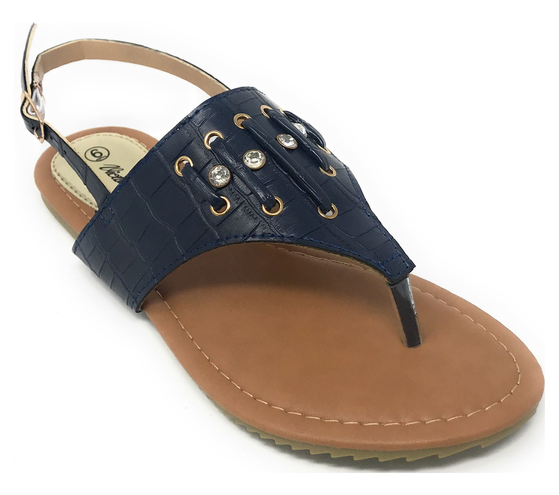 Victoria K Women's Rhinestones Snake Skin Straps Sandals
