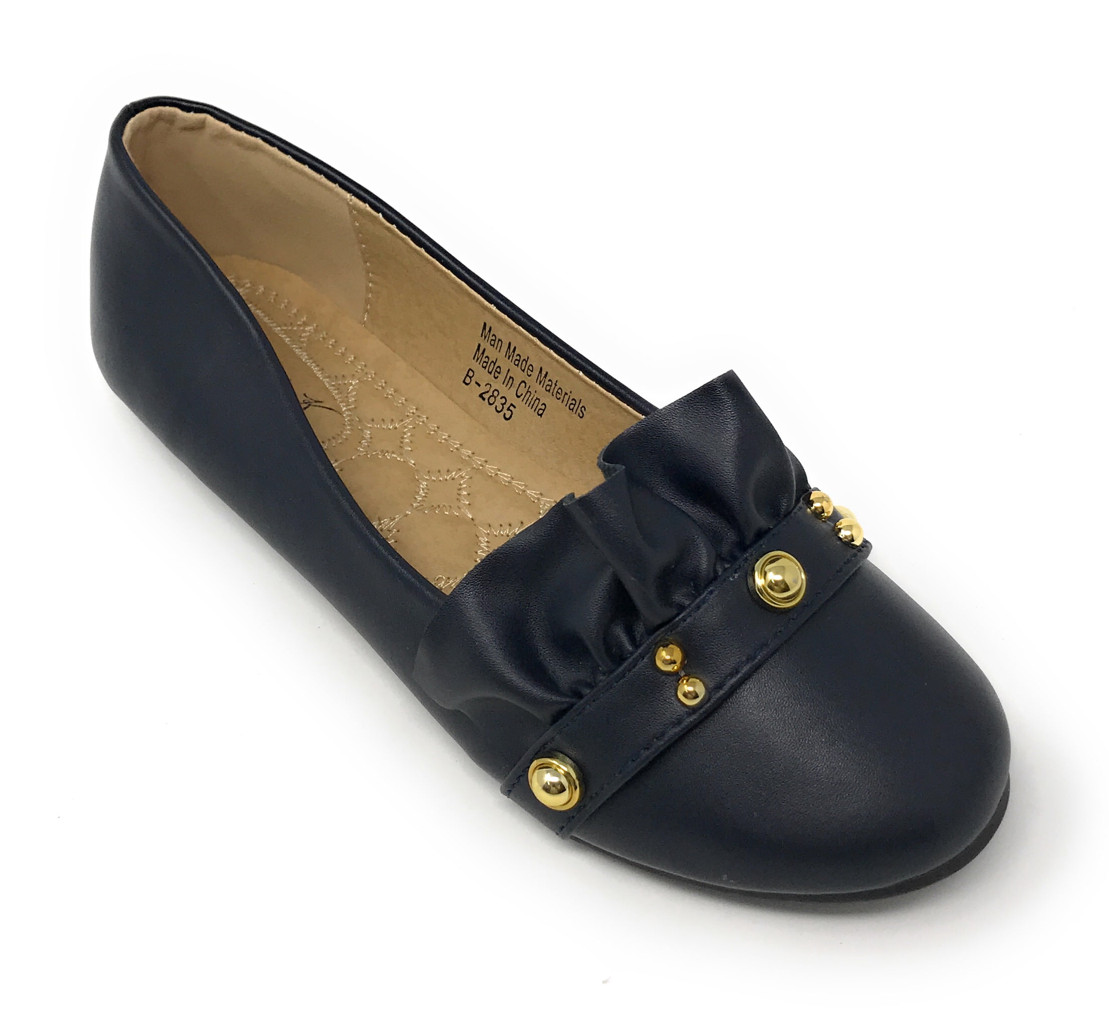 Victoria K Women's Ruffle With Gold studs Ballerina Flats