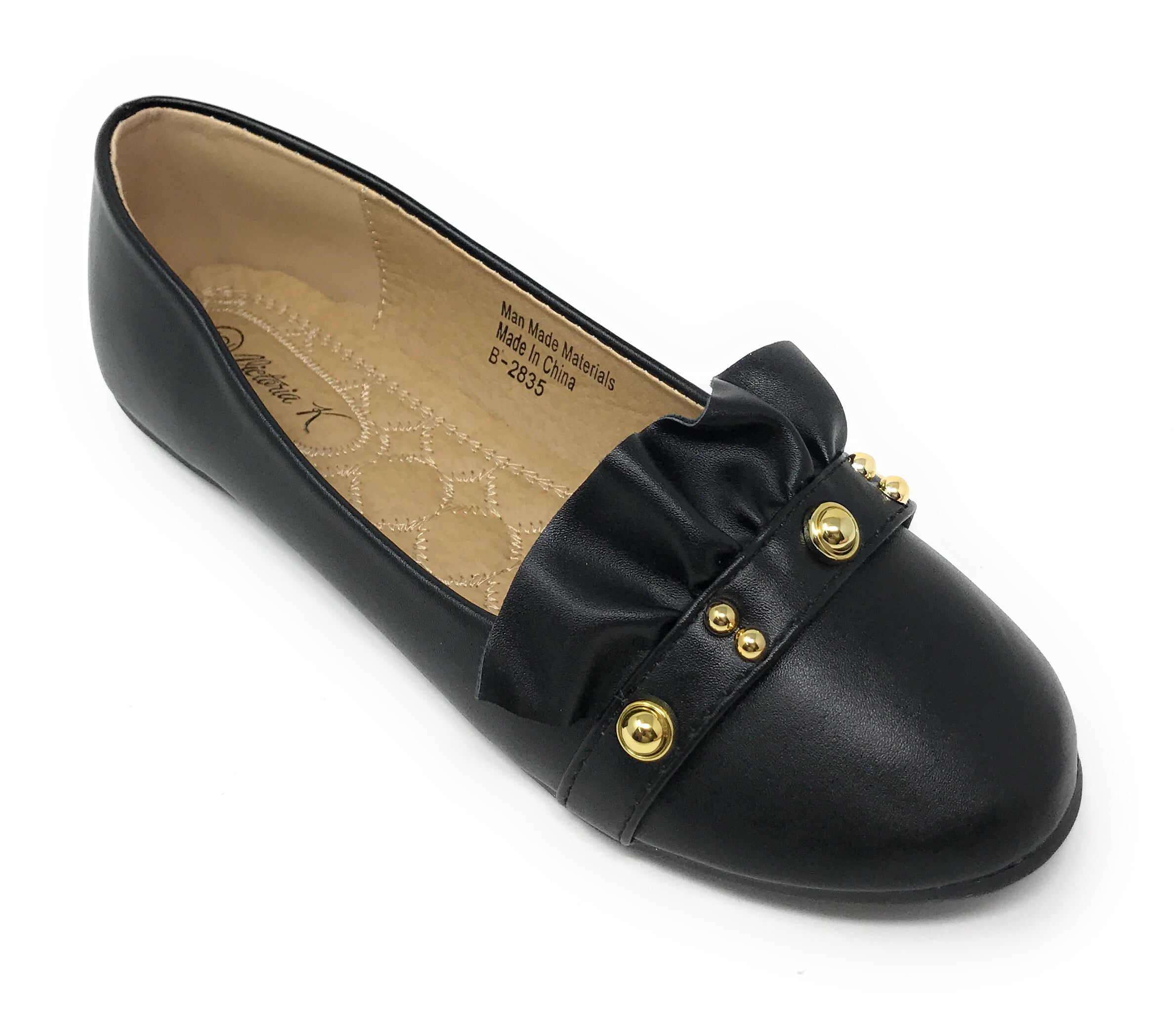 Victoria K Women's Ruffle With Gold studs Ballerina Flats