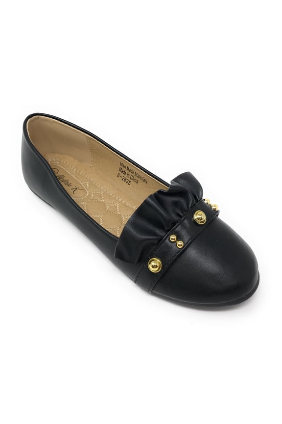 Women's Ruffle With Gold studs Ballerina Flats