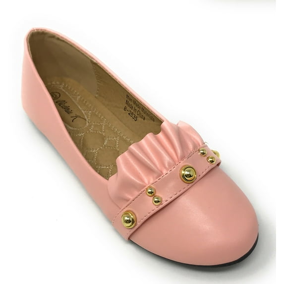 Victoria K Women's Ruffle With Gold studs Ballerina Flats