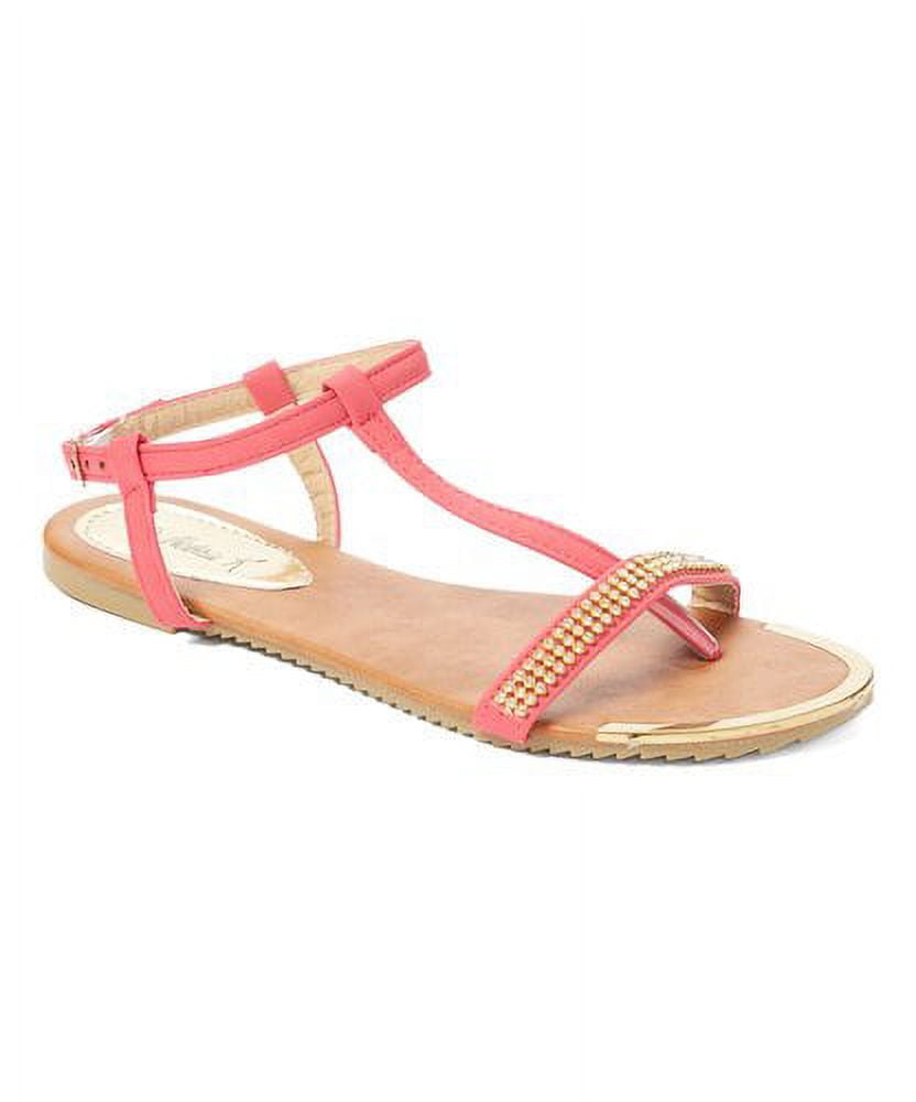 Victoria K Women's Sandals With Rhinestone on Strap and Gold Toe