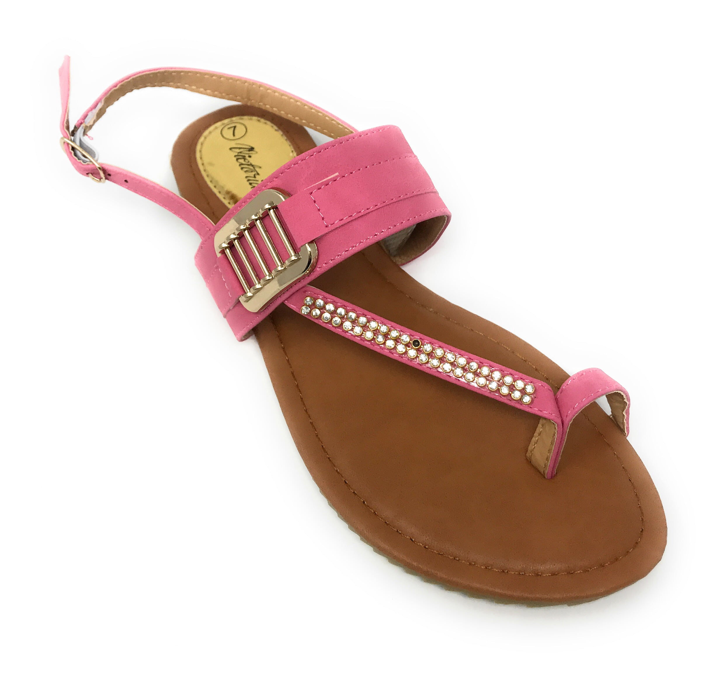 Victoria K Women's Side Buckle and Rhinestone Sandals