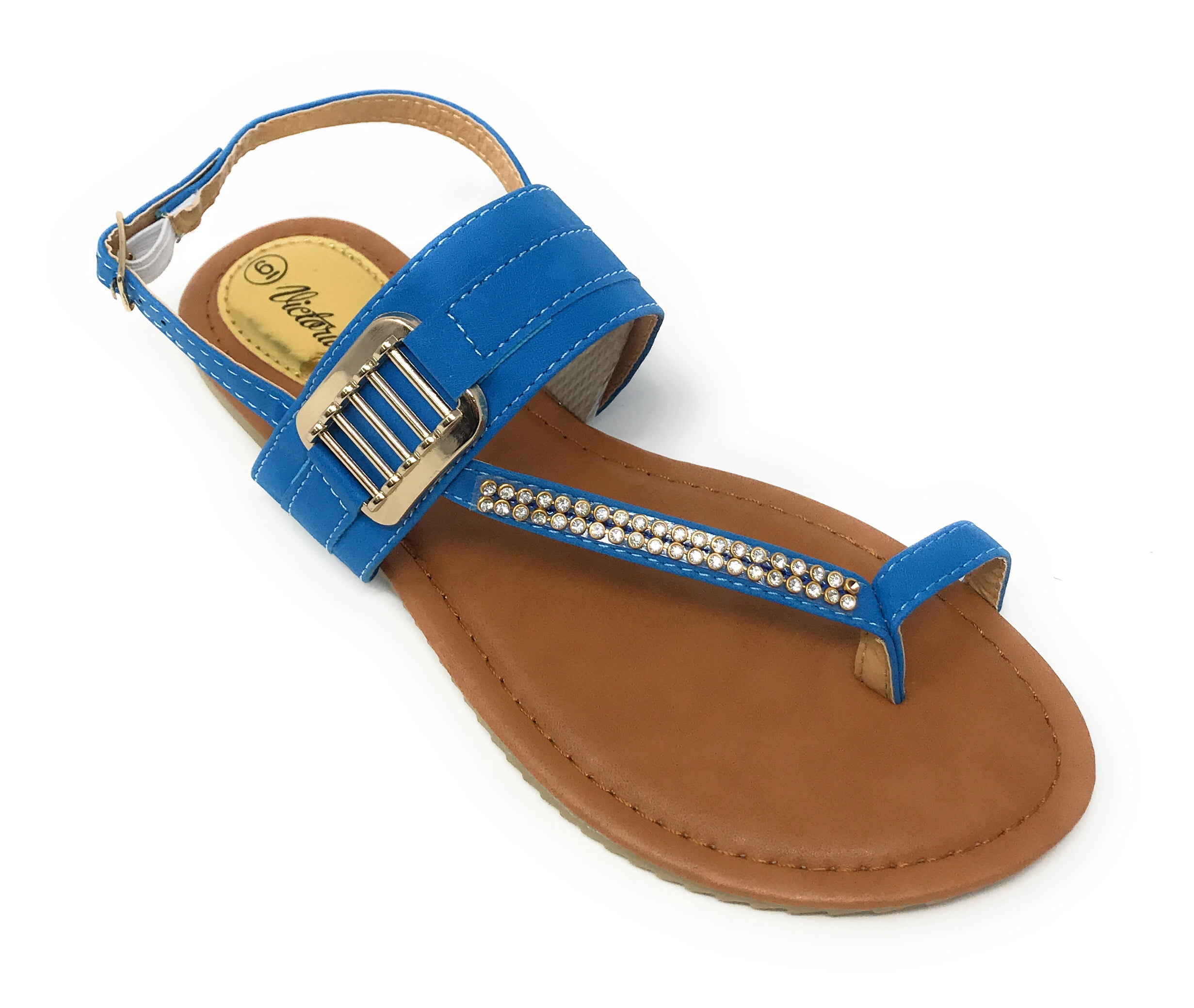 Victoria K Women's Side Buckle and Rhinestone Sandals