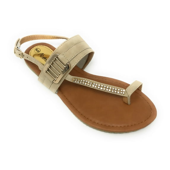 Victoria K Women's Side Buckle and Rhinestone Sandals