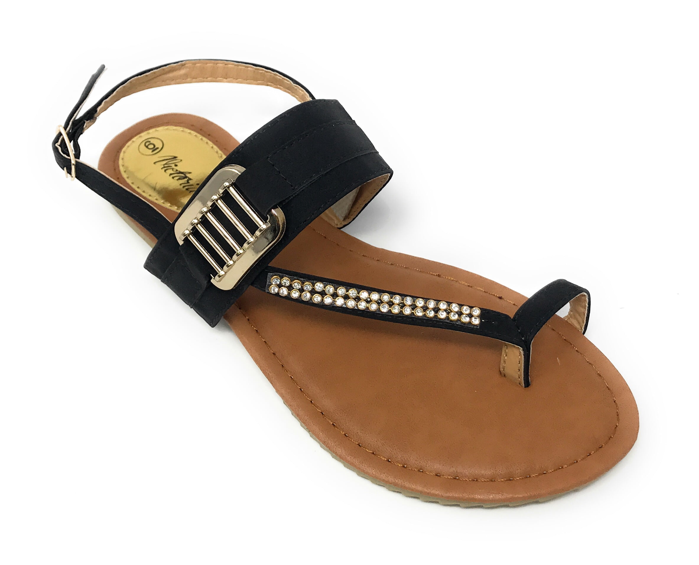 Victoria K Women's Side Buckle and Rhinestone Sandals
