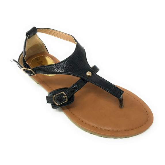 Victoria K Women's Snake Skin Side Buckle Sandals