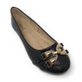 thumbnail image 1 of Victoria K Women's Snake Skin Texture Gold Chain Buckle Ballerina Flats, 1 of 5