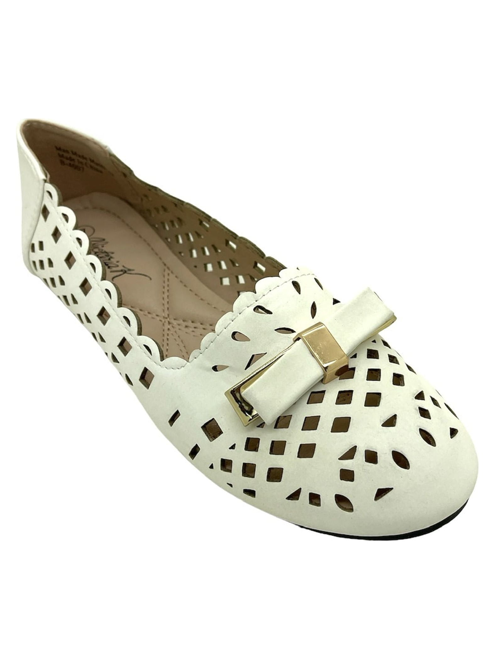 Victoria K Women's Snake Skin Texture Gold Chain Buckle Ballerina Flats